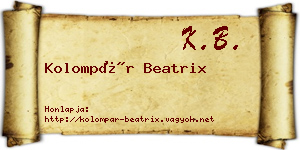 Kolompár Beatrix névjegykártya